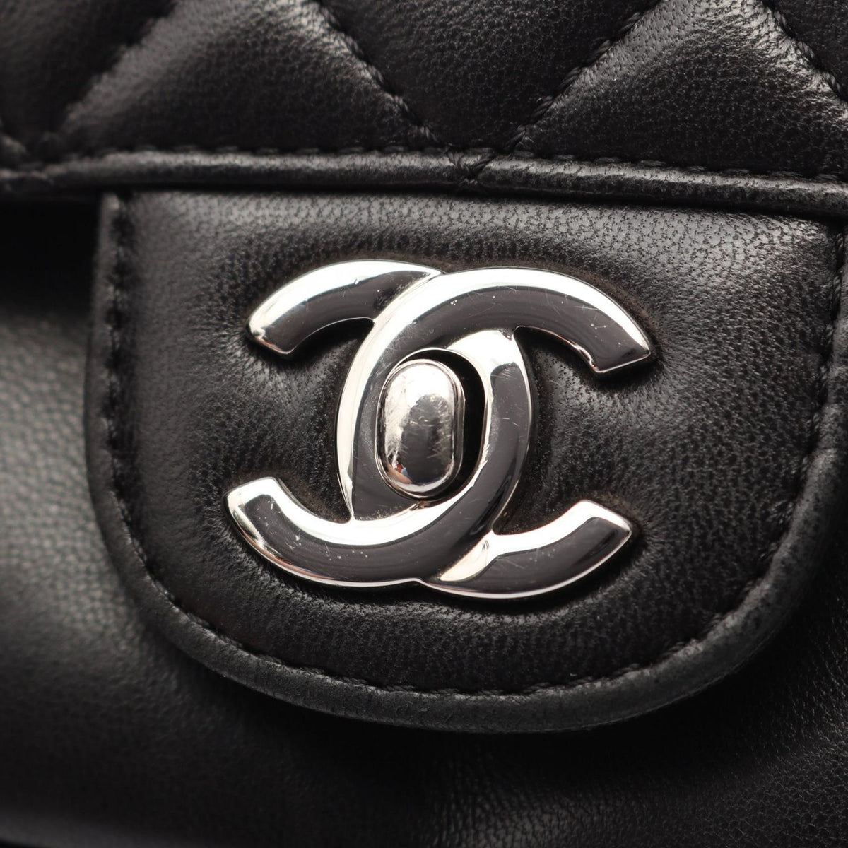 Chanel Shoulder Bag Quilted Black Lambskin Flap Chain — view 7