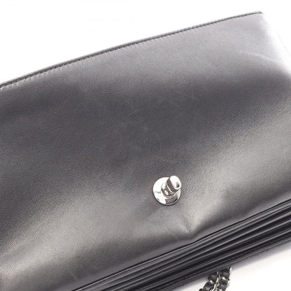 Chanel Shoulder Bag Quilted Black Lambskin Flap Chain — view 8