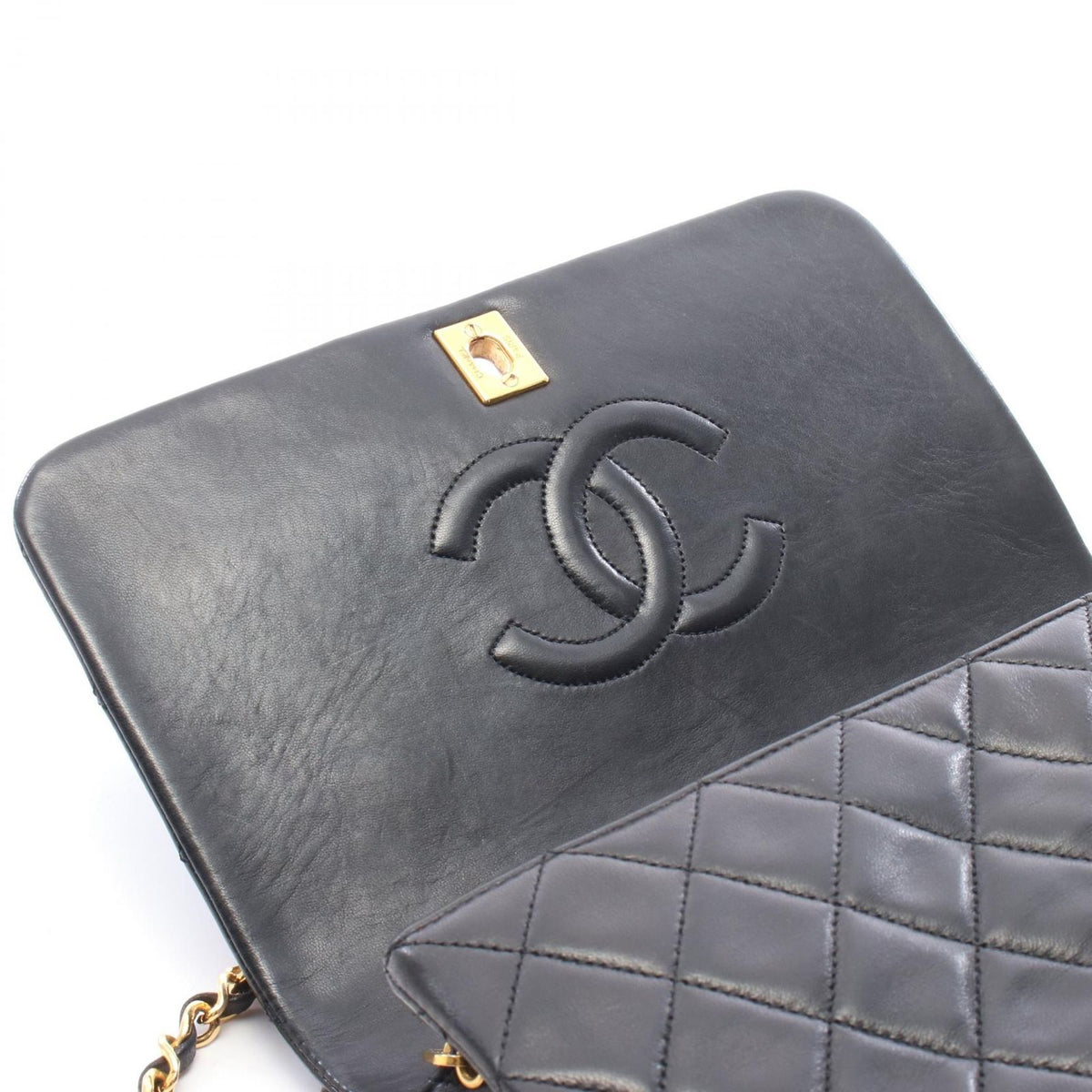Chanel Shoulder Bag Full Flap Quilted Black Lambskin Chain — view 7
