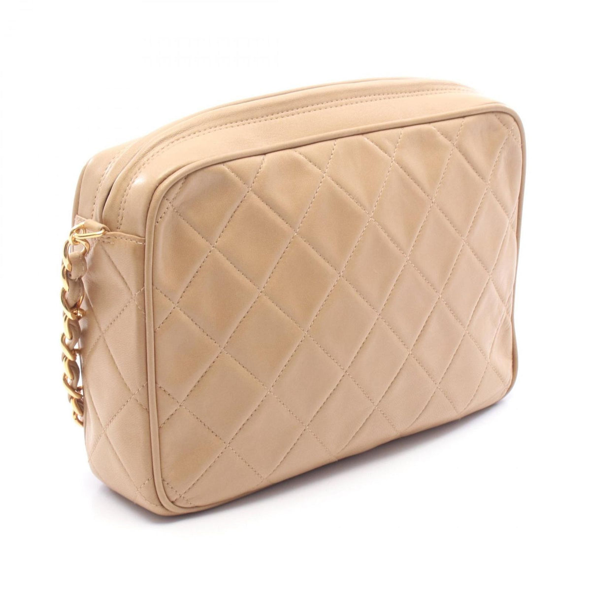 Chanel Shoulder Bag Quilted CC Logo Tassel Beige Lambskin Fringe Chain — view 2