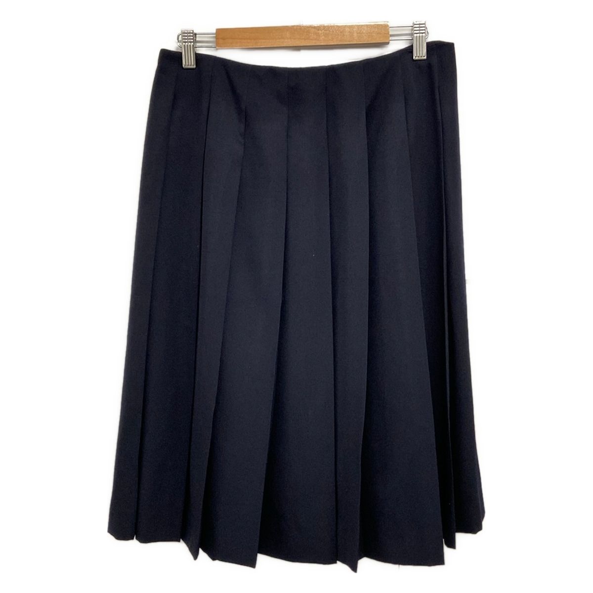 Prada Skirt M Dark Navy Knee-Length Pleats Wool — view 2