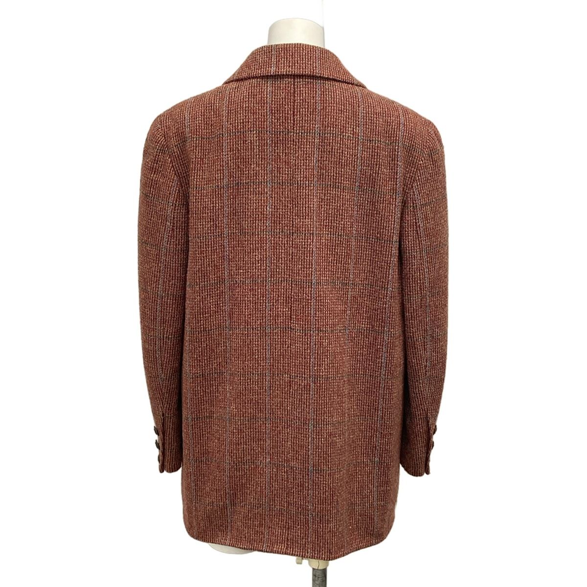 Chanel Jacket M Red Dark Brown Multi Shoulder Pad Long Sleeve Plaid Pattern Wool — view 2