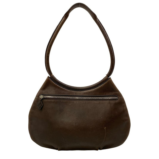 Hermes Shoulder Bag Kaka Wet Dark Brown Leather