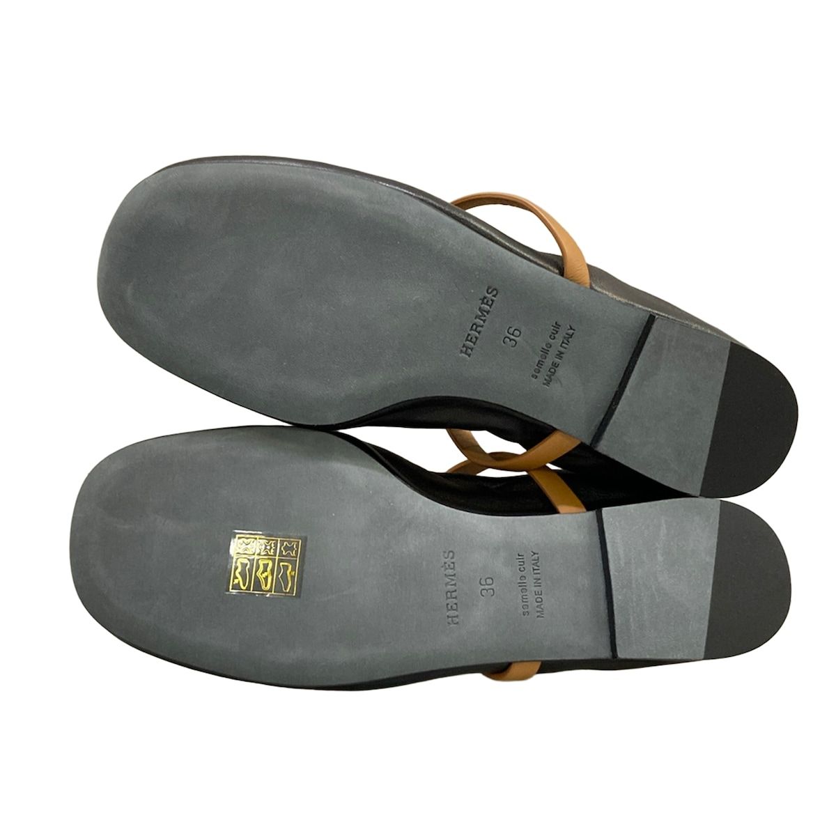 Hermes Flat Shoes Jolie Black Natural Ballet — view 8