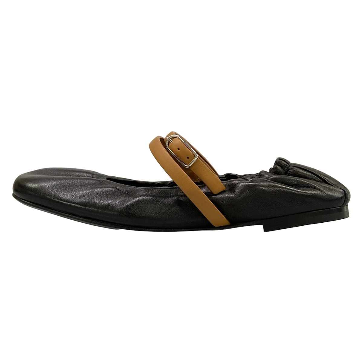 Hermes Flat Shoes Jolie Black Natural Ballet
