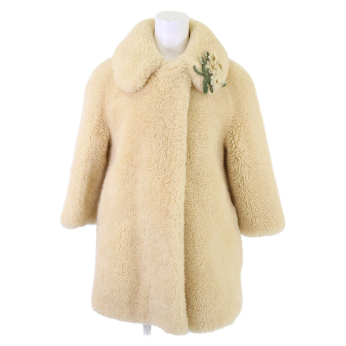Gucci Rave Like You Are Five Flower Corsage Shearling Fleece Fur Coat 42