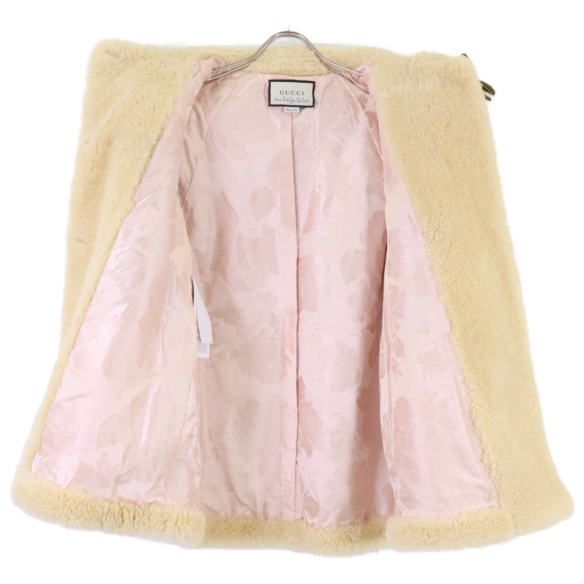 Gucci Rave Like You Are Five Flower Corsage Shearling Fleece Fur Coat 42 — view 5