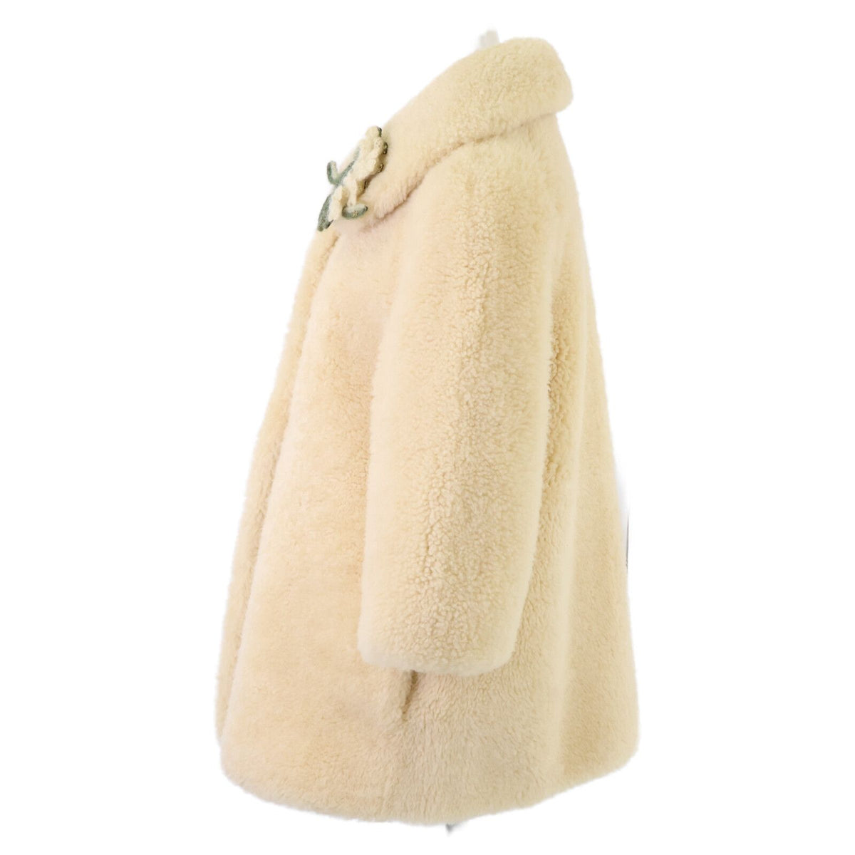 Gucci Rave Like You Are Five Flower Corsage Shearling Fleece Fur Coat 42 — view 3