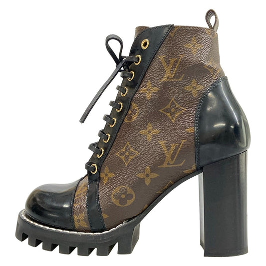 Louis Vuitton Short Boots 38 Star Trail Line Ankle Monogram Black Leather
