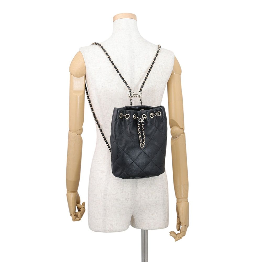 Chanel Backpack Quilted CC Logo Lambskin Black — view 4