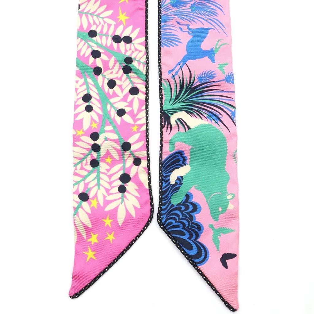 Hermes Twilly le Charme D Orphee BA Silk Scarf Pink — view 3