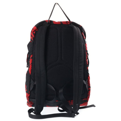 Prada All Over Print Nylon Backpack Black Red Silver — view 2