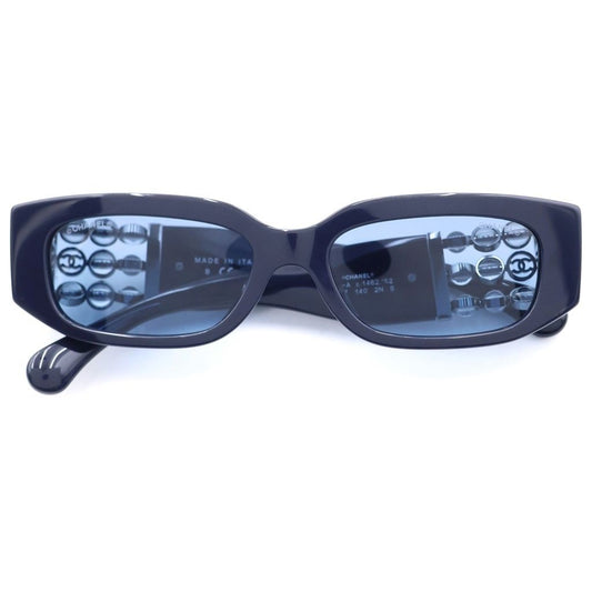 Chanel CC Logo Oval Shape Sunglasses Navy Eyewear