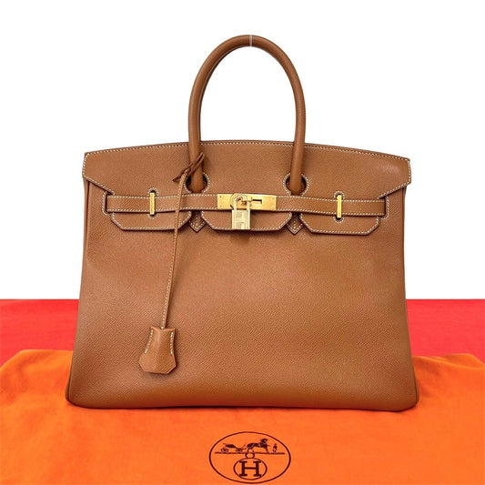 Hermes Birkin 35 Courchevel Leather Tote Bag Gold Brown