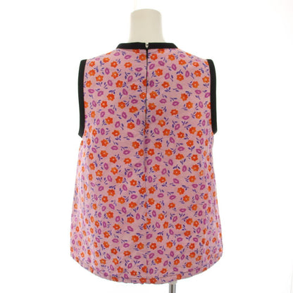 Prada Shirt Blouse Sleeveless Floral Pattern Silk Pink Black 44 — view 3
