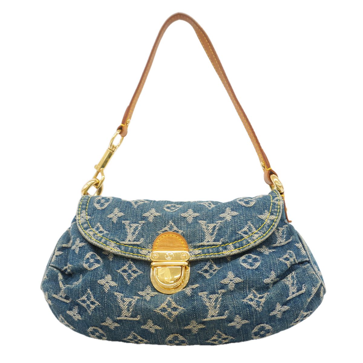 Louis Vuitton Shoulder Bag Monogram Denim Mini Pleaty Blue