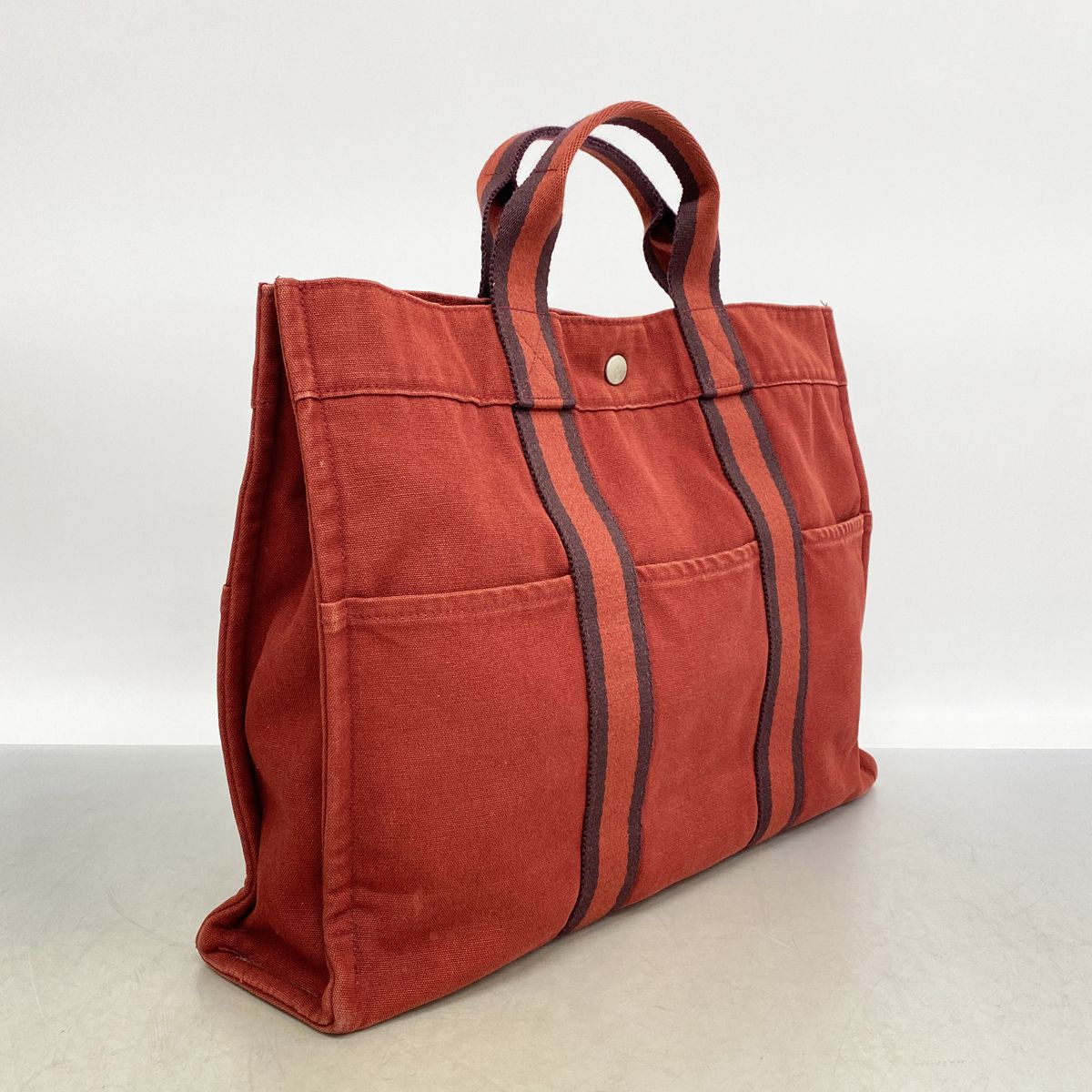 Hermes Tote Bag Fourre Tout MM Canvas Red Silver — view 2