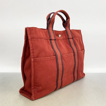 Hermes Tote Bag Fourre Tout MM Canvas Red Silver — view 2