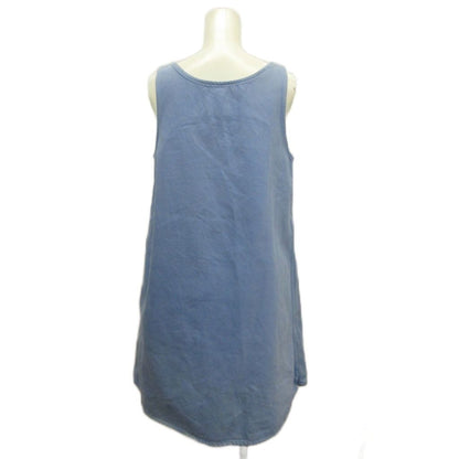 Prada A-Line Denim Mini Dress Sleeveless Tunic Knee-Length Triangle Logo Motif — view 2