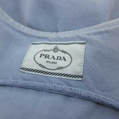 Prada A-Line Denim Mini Dress Sleeveless Tunic Knee-Length Triangle Logo Motif — view 5