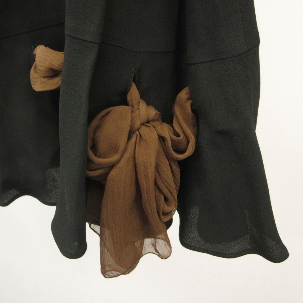 Miu Miu Flare Long Skirt Black Brown Ribbon 38 — view 3