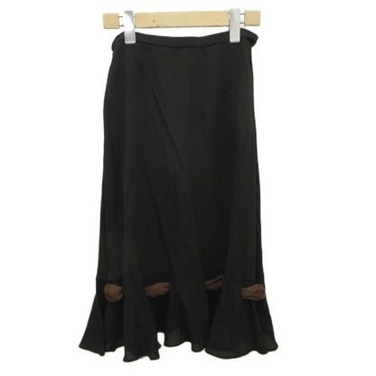 Miu Miu Flare Long Skirt Black Brown Ribbon 38 — view 2