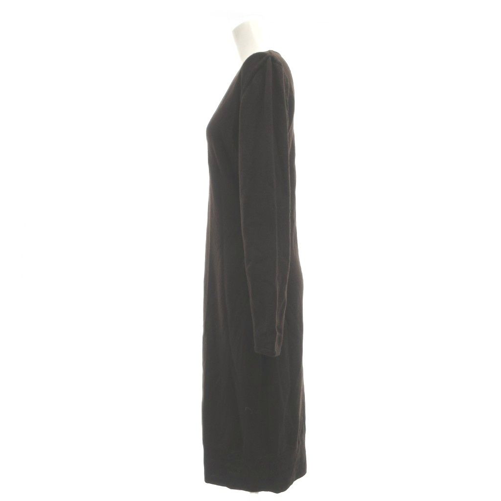 Fendi V-neck Knit Dress Sweater Merino Wool Long Sleeve Knee-Length Brown MG 42 — view 3