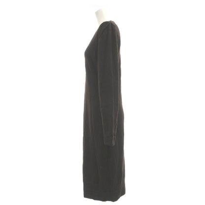 Fendi V-neck Knit Dress Sweater Merino Wool Long Sleeve Knee-Length Brown MG 42 — view 3
