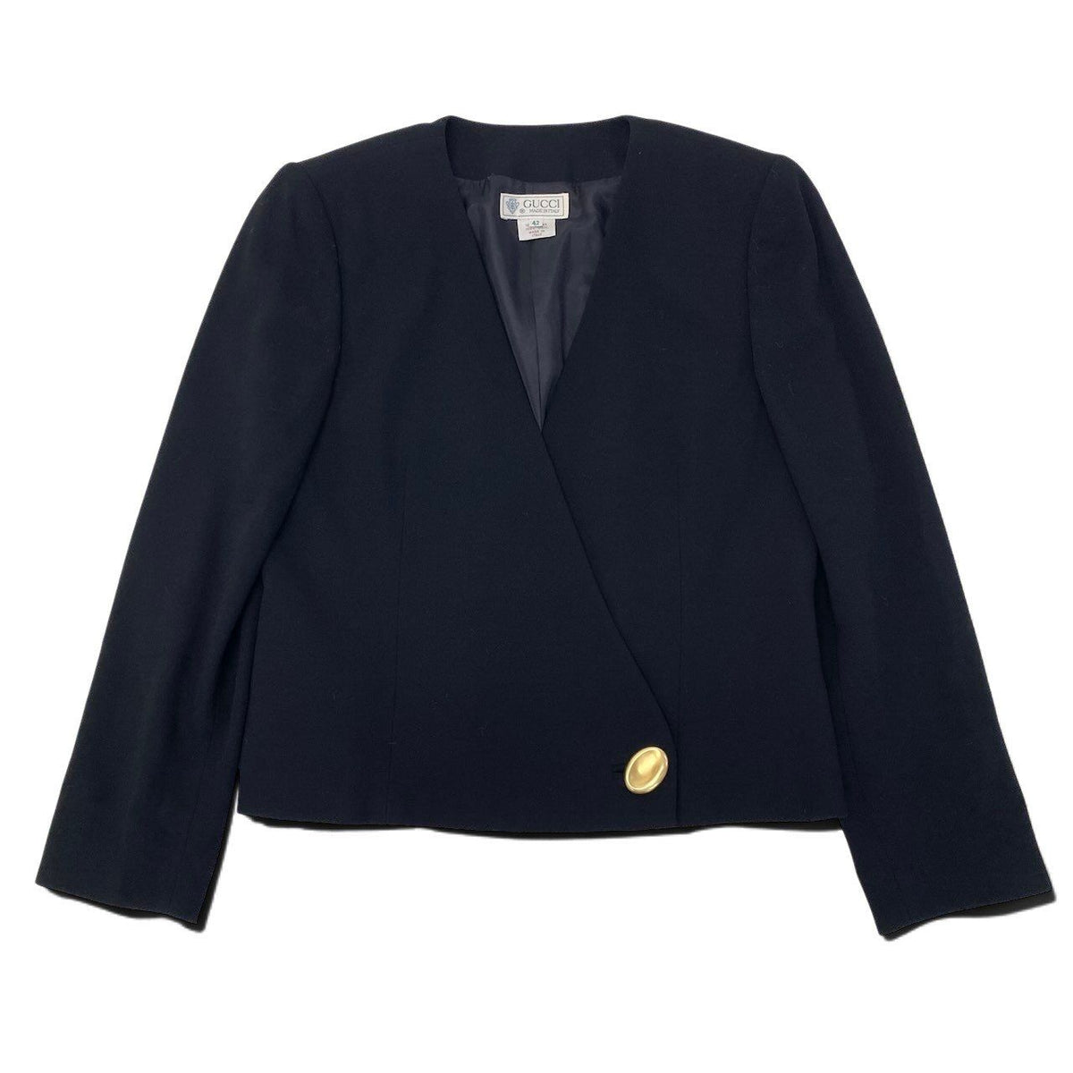 Gucci Vintage Jacket Gold Button Black Wool 42 — view 2