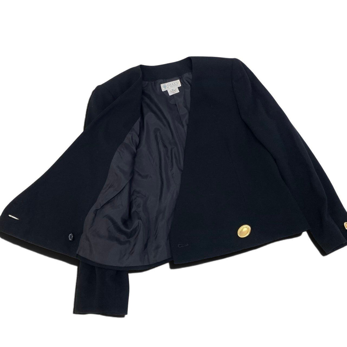 Gucci Vintage Jacket Gold Button Black Wool 42 — view 4