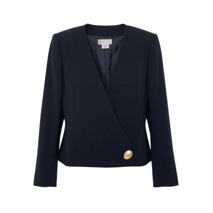 Gucci Vintage Jacket Gold Button Black Wool 42