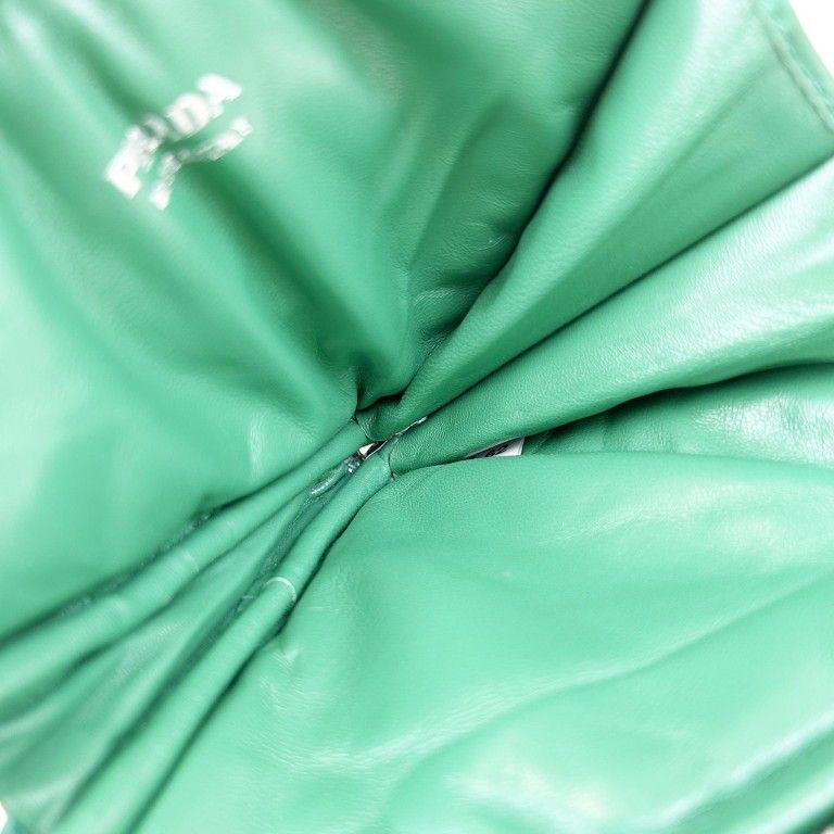 Prada Shoulder Bag Triangle Mini Green Leather Chain Silver — view 7