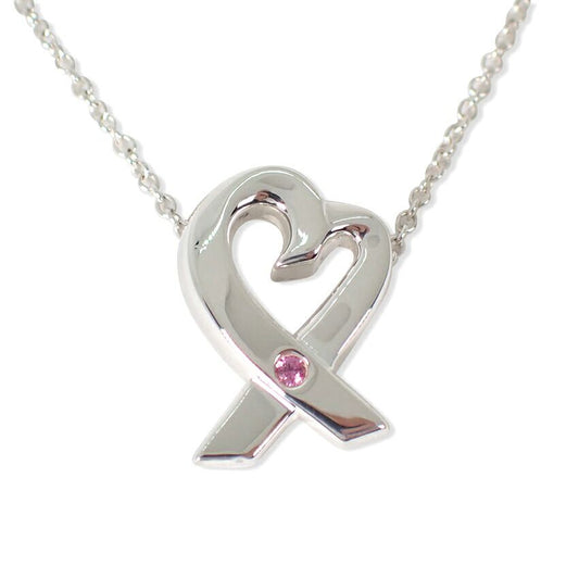 Tiffany & Co 925 Loving Heart Pink Sapphire Pendant