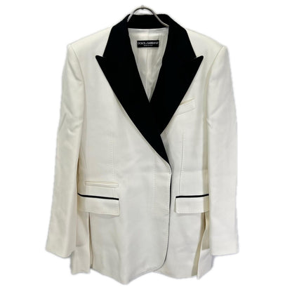 Dolce & Gabbana Contrast Satin Lapel Blazer Jacket 40