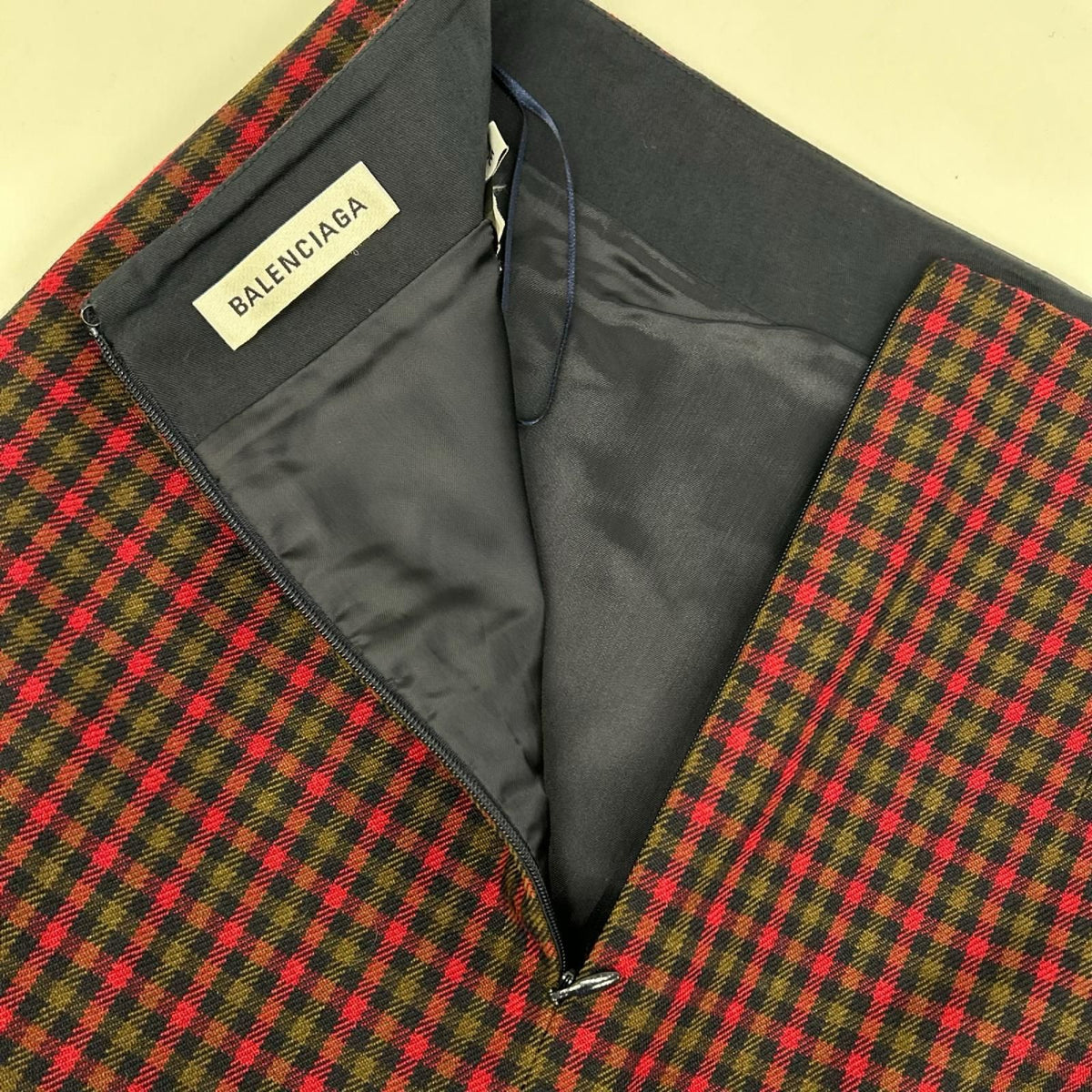 Balenciaga Red Wool Check Asymmetric Long Skirt 36 — view 6