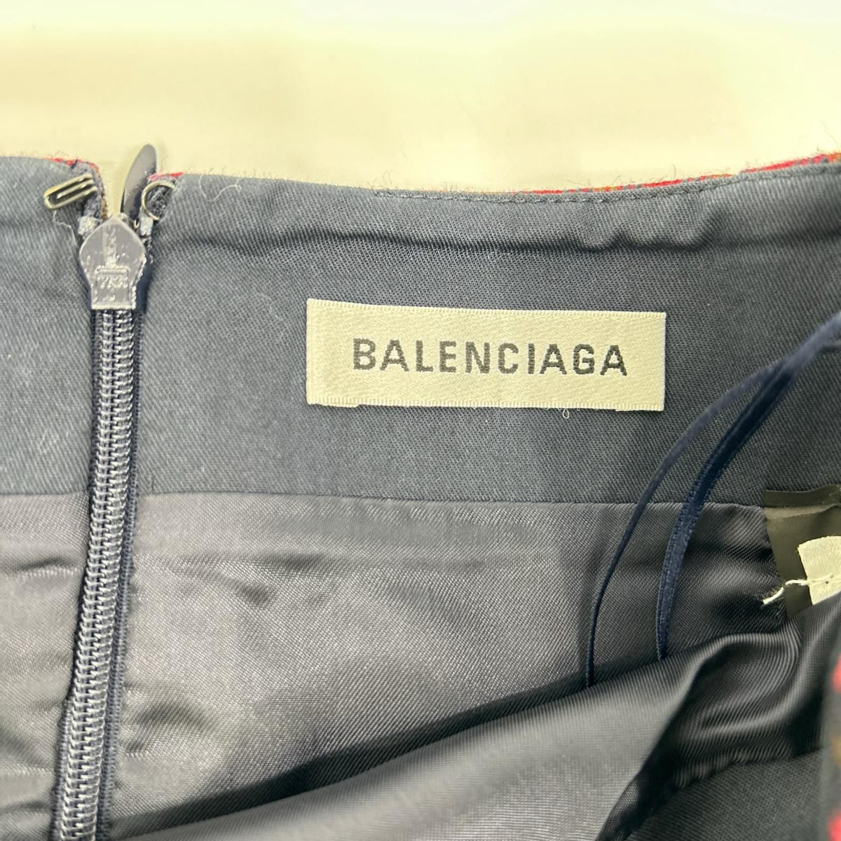 Balenciaga Red Wool Check Asymmetric Long Skirt 36 — view 3