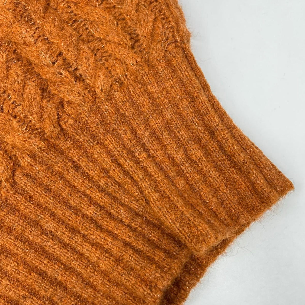 Miu Miu Orange Alpaca Frill Cable Knit Vest 36 — view 8