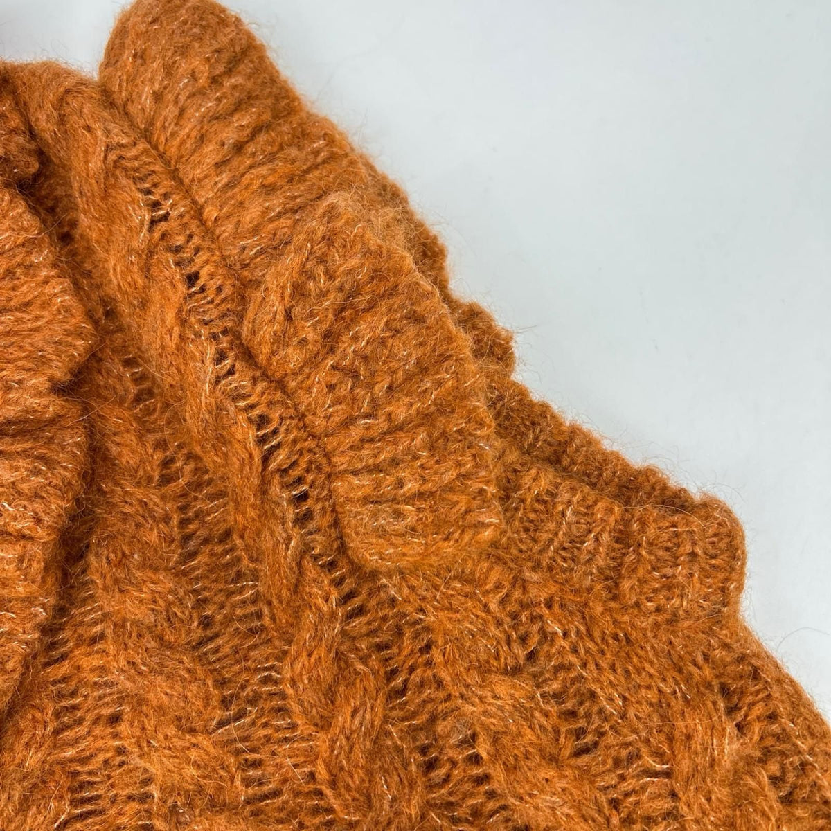 Miu Miu Orange Alpaca Frill Cable Knit Vest 36 — view 7