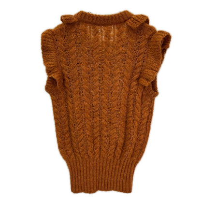 Miu Miu Orange Alpaca Frill Cable Knit Vest 36 — view 2