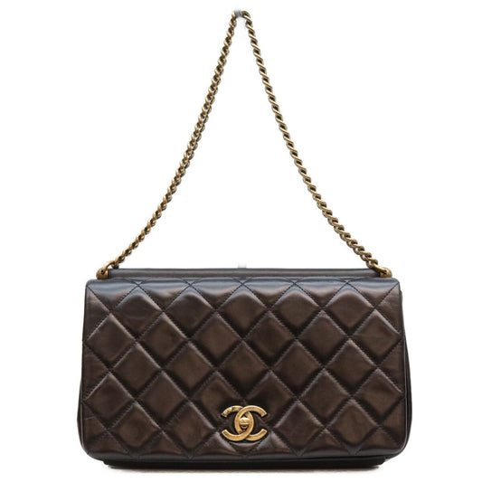 Chanel Black Vintage Calfskin Paris in Rome Gold Bar Flap Shoulder Bag