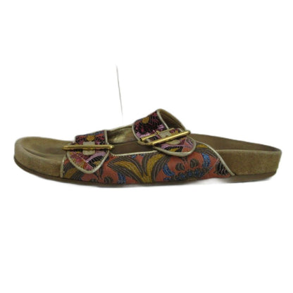 Prada Comfort Sandals Slide Flat Jacquard Floral Double Belt Beige — view 2