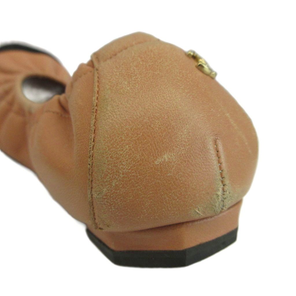 Chanel Ballet Shoes Flat Pumps Leather Cap Toe CC Logo Bicolor Pink — view 8