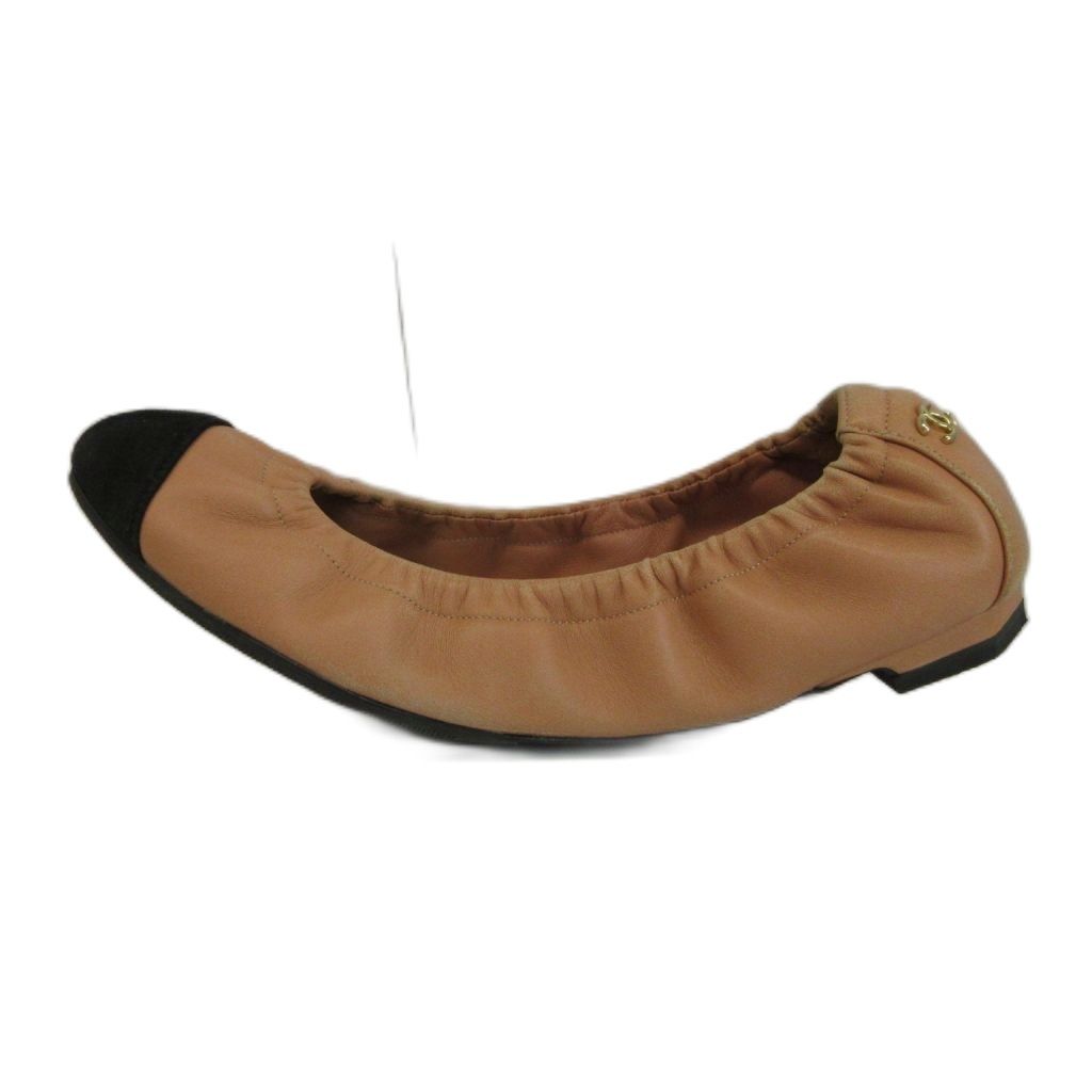 Chanel Ballet Shoes Flat Pumps Leather Cap Toe CC Logo Bicolor Pink — view 2