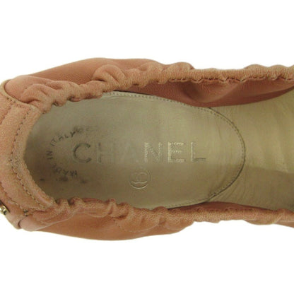 Chanel Ballet Shoes Flat Pumps Leather Cap Toe CC Logo Bicolor Pink — view 7