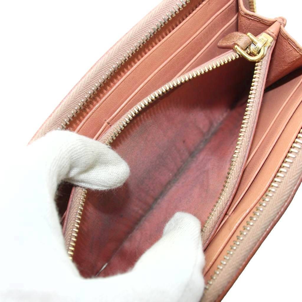 Prada Wallet Logo Leather L-shaped Zipper Brown — view 6