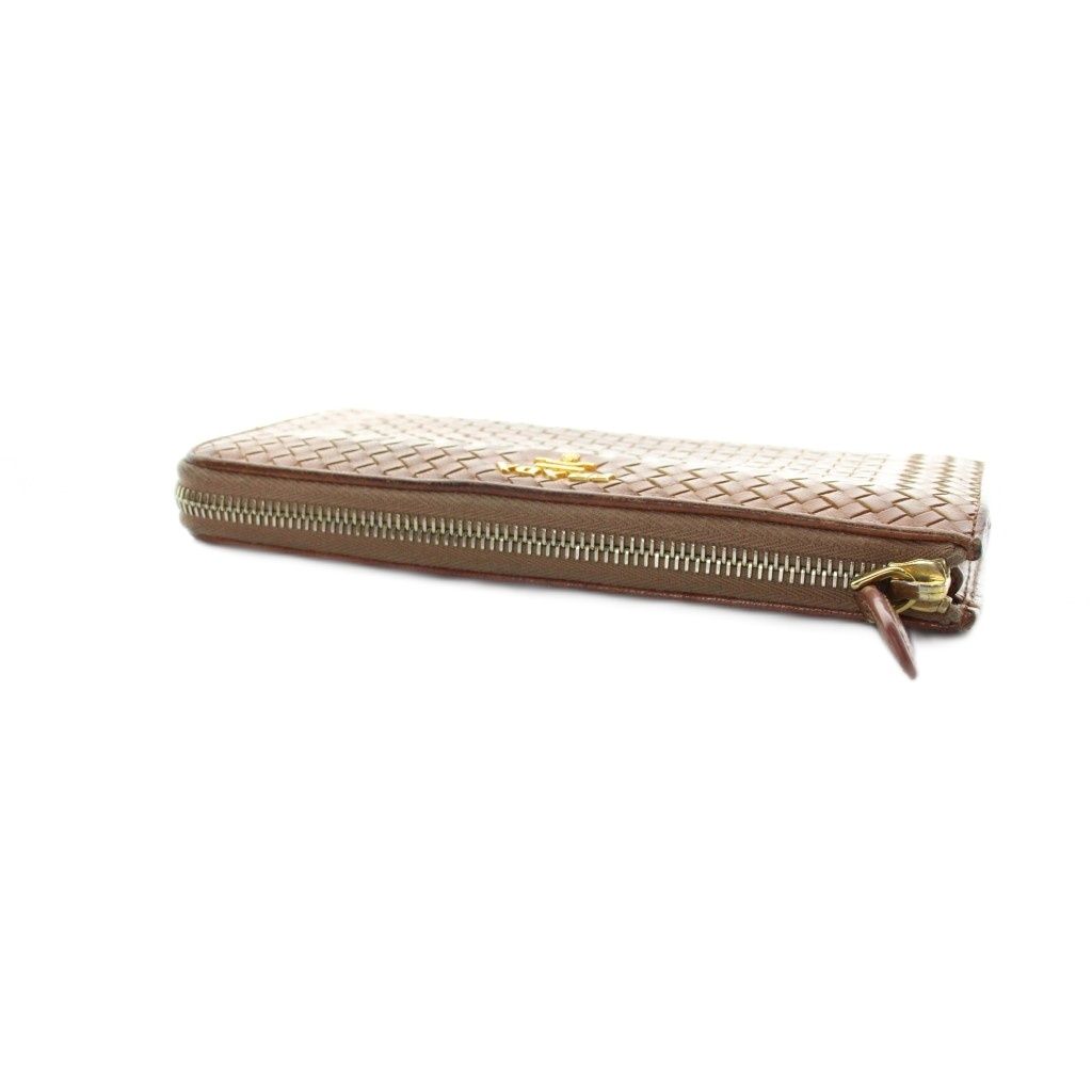 Prada Wallet Logo Leather L-shaped Zipper Brown — view 4