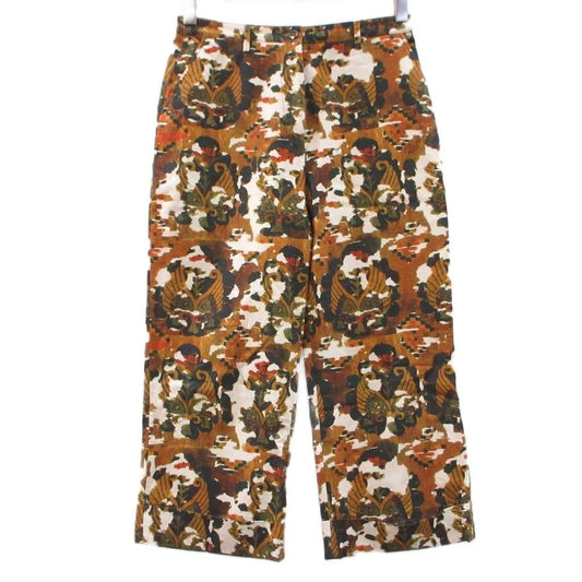 Bottega Veneta All Over Print Cropped Pants Orange Cotton 42