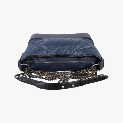 Chanel Gabrielle Black Navy Leather Handbag — view 8