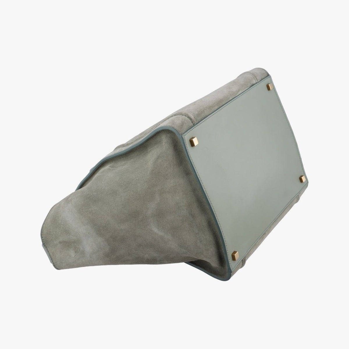 Celine Luggage Small Square Phantom Green Gray Suede Handbag — view 7