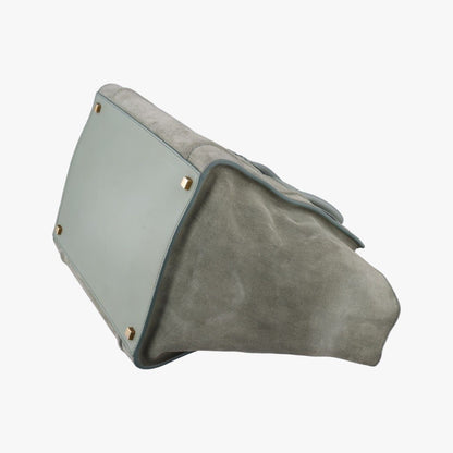 Celine Luggage Small Square Phantom Green Gray Suede Handbag — view 4